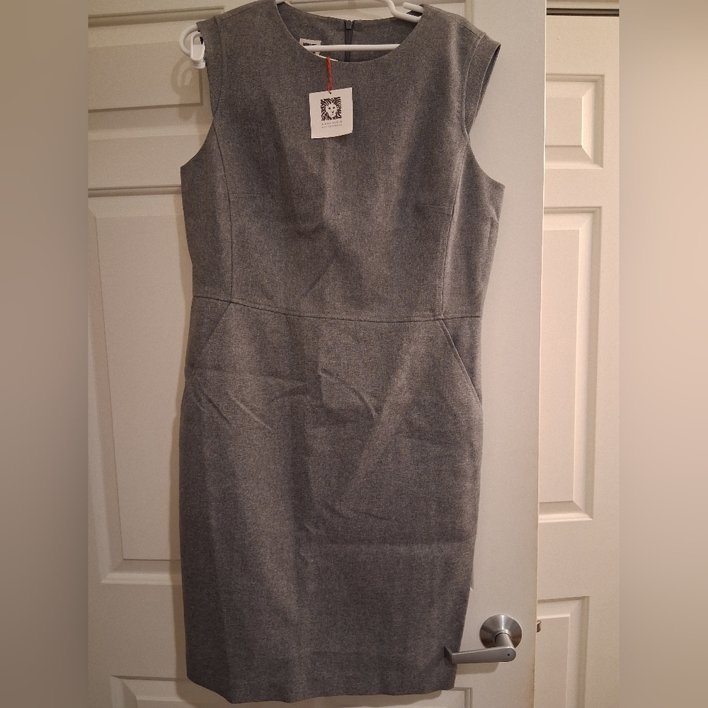 Anne Klein Sheath Dress Grey Melange Size 14 NWT